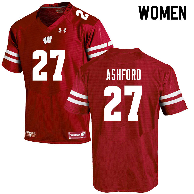 Wisconsin Badgers Women's #27 Al Ashford NCAA Under Armour Authentic Red College Stitched Football Jersey IC40W88JI